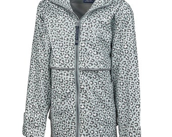 Children's Monogrammed Raincoat, Grey Leopard Raincoat, Child's Raincoat, Raincoat for Girls, Personalized Raincoat, Monogrammed Rain Jacket