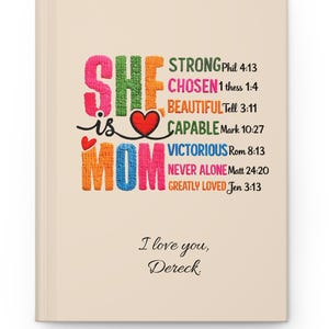 She is Mom Bible Verse Journal, Hardcover Matte Christian Inspirational Notebook, Mother Day Gift, Gift For Her