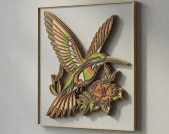 Layered Line Design - Framed Wall Art - Hummingbird - Digital File - My Custom Designs