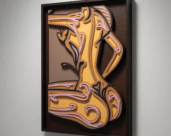 Layered Line Design - Framed Wall Art - Artistic Female Frame - Digital File - My Custom Designs