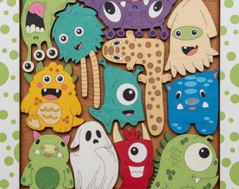 Monsters Puzzles – Laser Cut Color Print Puzzles (Digital File)