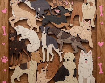 Fun Jigsaw Puzzles - Laser & Color Print - Dog Breeds - Digital File - My Custom Designs
