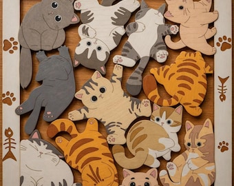 Fun Puzzles - Laser & Color Print - Fun Kitties - Digital File - My Custom Designs