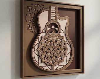 Layered Line Design - Framed Wall Art - Acoustic Guitar Art - Digital File - My Custom Designs