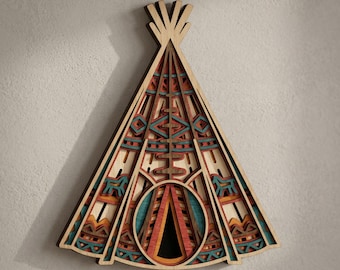 Layered Line Design - TeePee - Framed Wall Art - Digital File - My Custom Designs