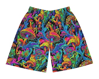 Psychedelic Mushroom Festival Rave Mens Basketball Shorts