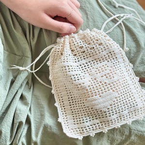 Filet Crochet Pouch Pattern,Ribbon Rose crochet pouch, PDF Digital Download (English & Korean) image 11
