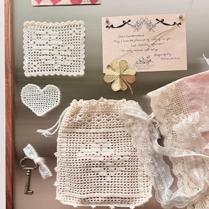 Filet Crochet Pouch Pattern,Ribbon Rose crochet pouch, PDF Digital Download (English & Korean) image 4