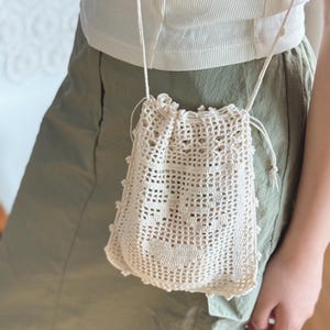 Filet Crochet Pouch Pattern,Ribbon Rose crochet pouch, PDF Digital Download (English & Korean) image 13