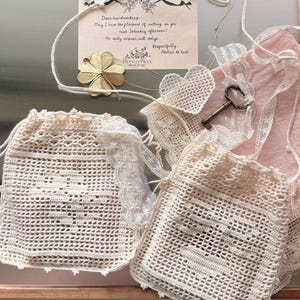 Filet Crochet Pouch Pattern,Ribbon Rose crochet pouch, PDF Digital Download (English & Korean) image 1