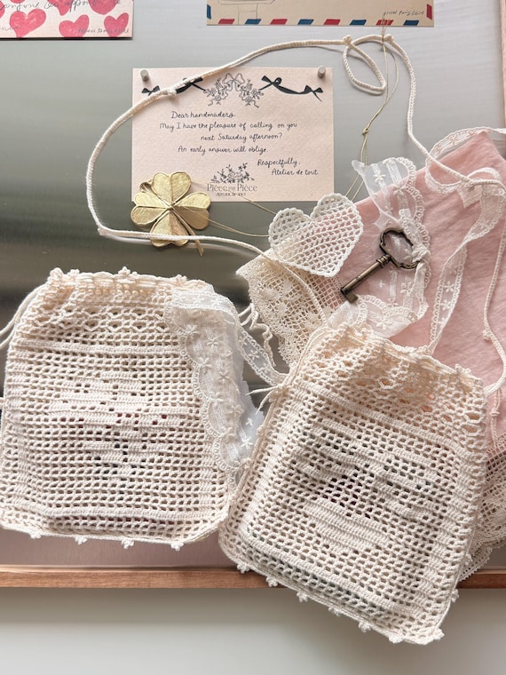 Filet Crochet Pouch Pattern,Ribbon Rose crochet pouch, PDF Digital Download (English & Korean)