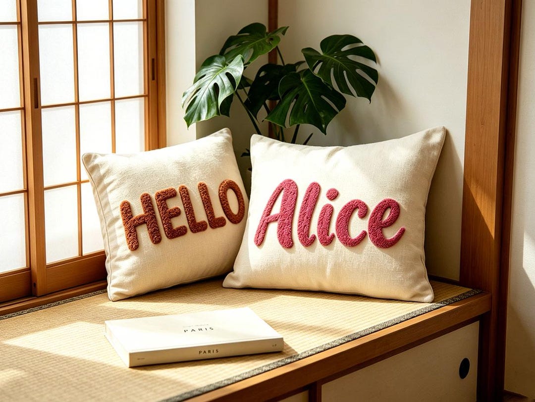 Personalized Handwritten Name Pillow,punch Needle Embroidered Cushion ...