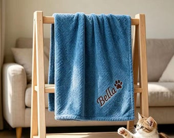 Custom Pet Blanket, Personalized Dog & Cat Name Blanket, Unique Birthday Gift for Pets