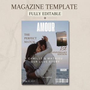 Couple Magazine Template Canva, Editable Love Story Magazine, Personalized Anniversary Gift, Romantic Photo Album, Boyfriend Girlfriend Gift