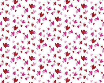 Gnomes in Love Hearts fabric in White by Riley Blake