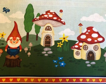 Gnome is Where the Heart Is main fabric in Mist by Michael Miller