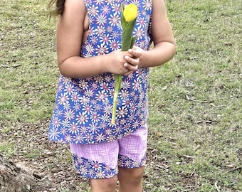 Reversible girl's summer outfit made to order