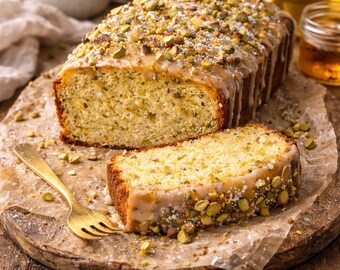 Lemon Pistachio Olive Oil Loaf Recipe | Moist Bakery-Style Cake | Garden Party Baking | Digital Download