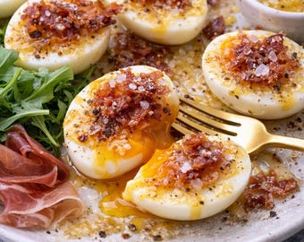 Jammy Eggs with Crispy Prosciutto | Easy Brunch Recipe | Elegant Breakfast | Entertaining Appetizer
