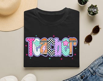Buntes gemustertes Lehrer-T-Shirt