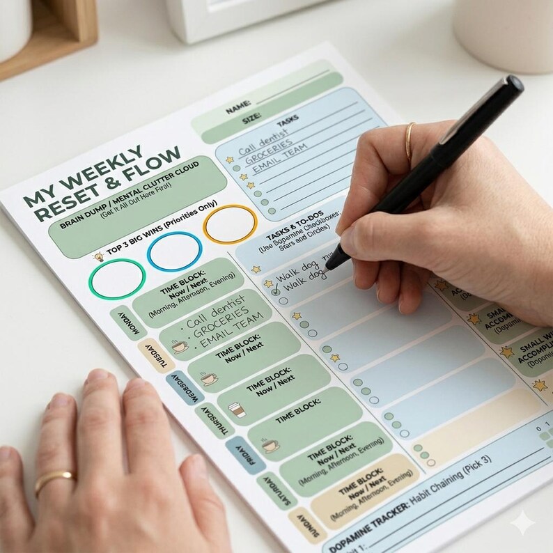 ADHD Weekly Planner Printable | Neurodivergent Friendly Executive ...