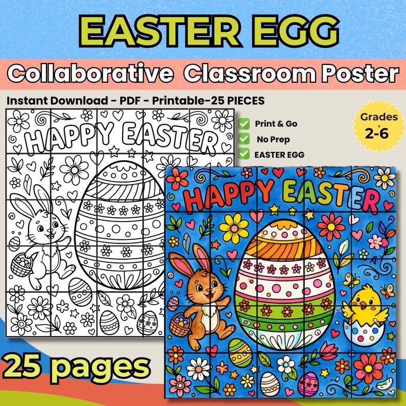 Easter Collaborative Poster Printable, Classroom Easter Activity ...