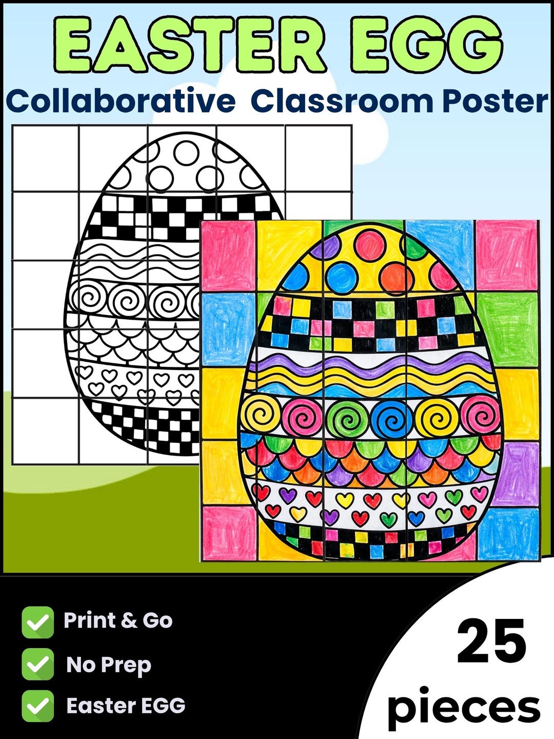 Easter Collaborative Poster Printable, Easter Egg Coloring Poster ...