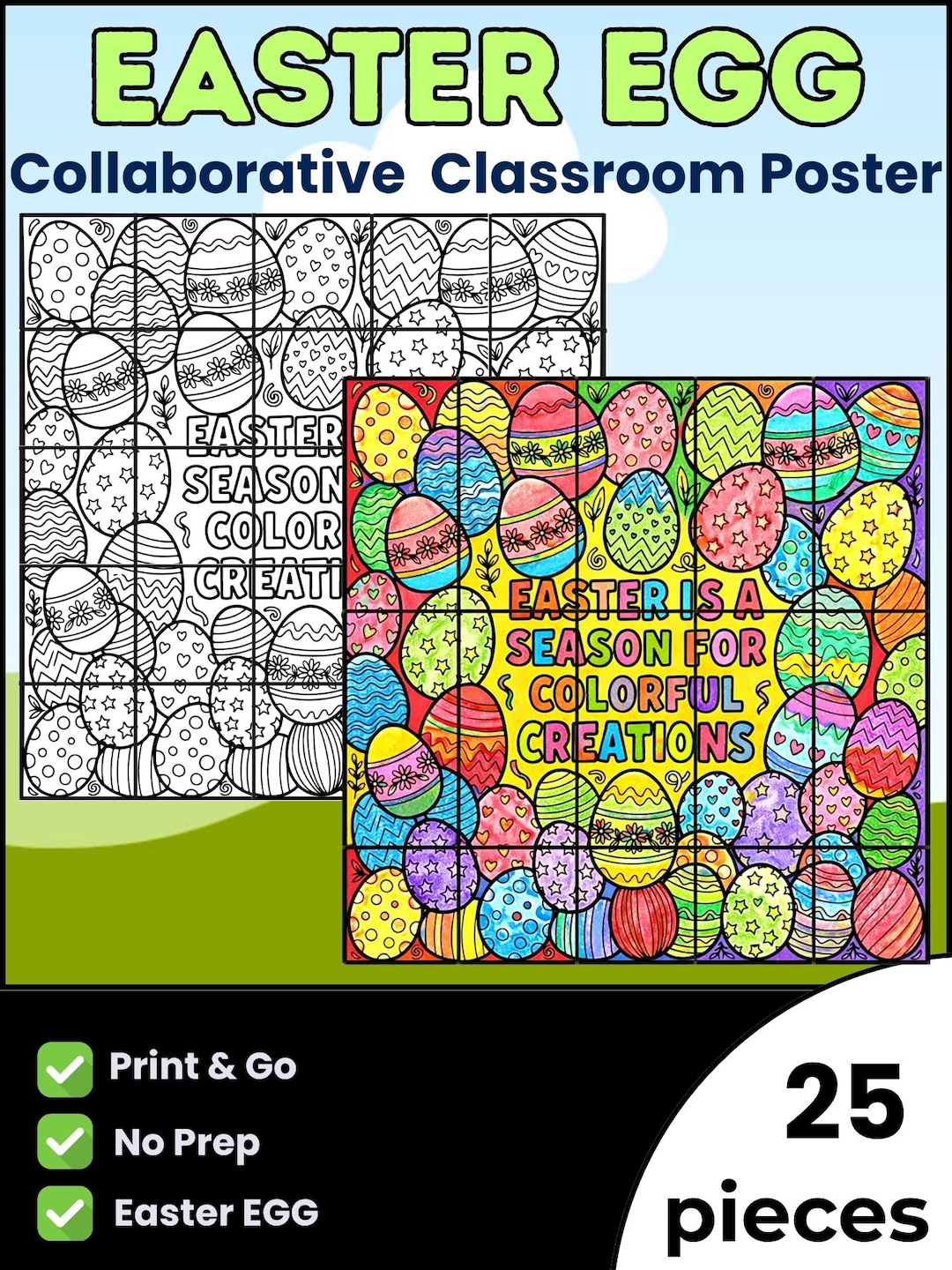 Easter Collaborative Poster Printable, Spring Classroom Bulletin Board ...