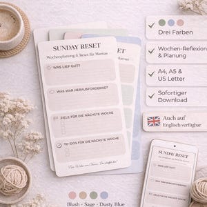 Sunday Reset Planner für Mamas | Wochenplanung Printable | Weekly Reset | Mental Load Organizer | Selfcare Planner | Digital Download