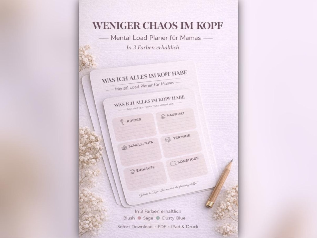 Less Mental Chaos – Mental Load Planner for Moms – Printable PDF ...