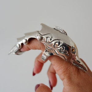 Silver Dolphin Ring Size 9 – Vintage Claw Wrap Ring, Ocean Animal Jewelry, Mermaid-Core Gift, Beach Lover Statement Ring