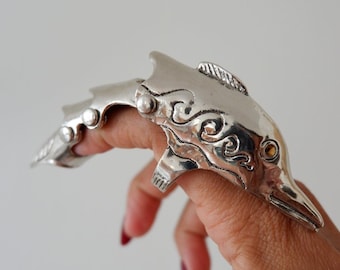 Silver Dolphin Ring Size 9 – Vintage Claw Wrap Ring, Ocean Animal Jewelry, Mermaid-Core Gift, Beach Lover Statement Ring