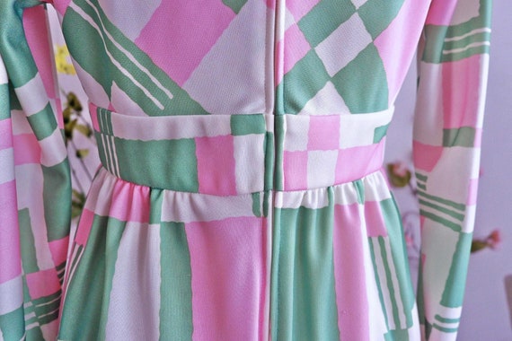 Vintage 60s Mod Gogo Leslie Fay Dress/ Pink Green… - image 6