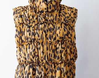 Women's Vest- Plus Size Vest- Leopard Print Vest- Puffer Vest- 3X