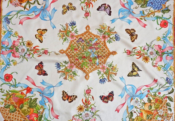 Vintage Gucci 1970s Silk Scarf/ Vittorio Accornero Floral