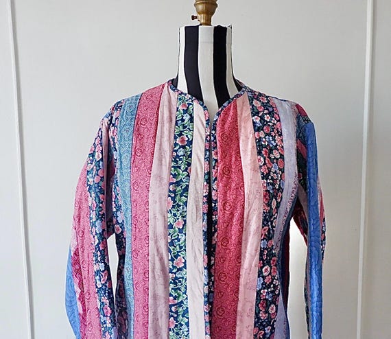 Vintage 70s Patchwork Floral Quilt Jacket | Boho … - image 1