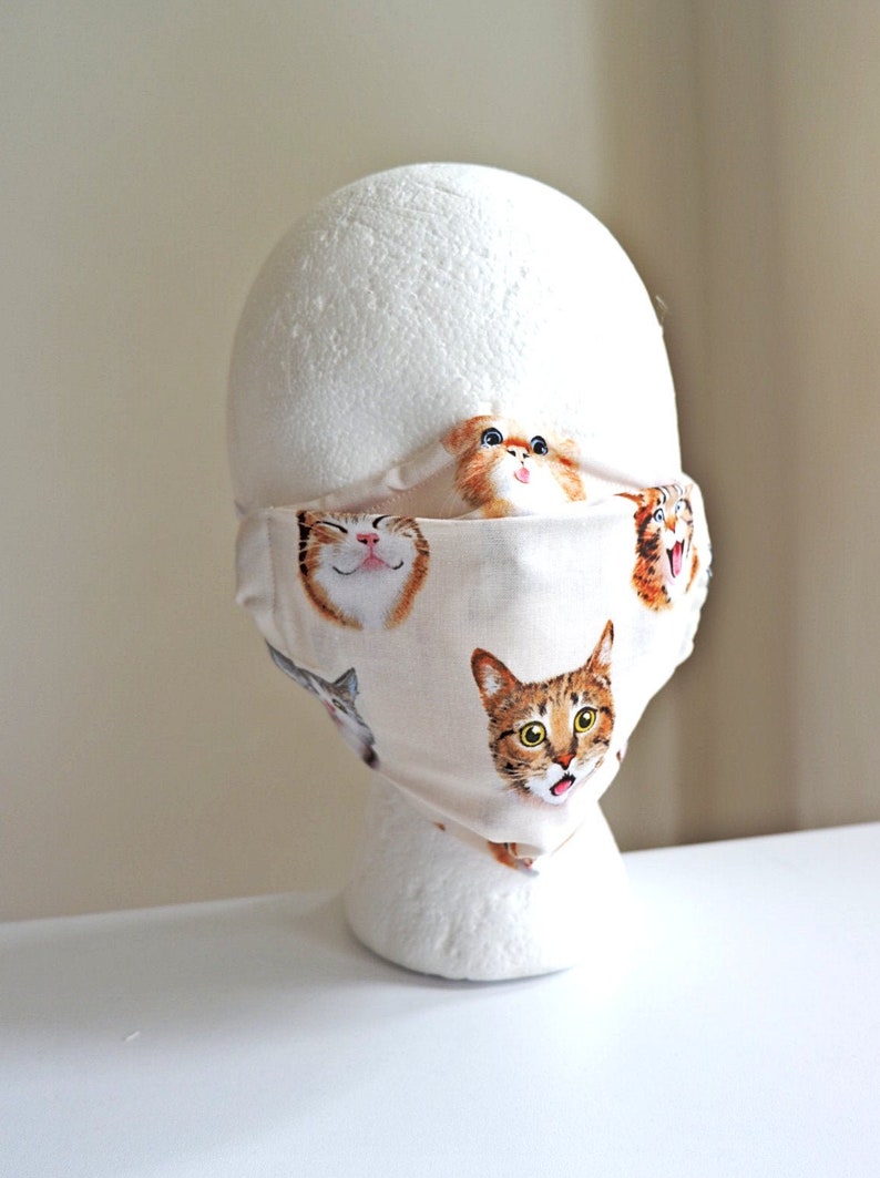 Kitty Cat Print Face Mask/ Kawaii Feiry Kei Washable Cotton Etsy