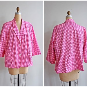 Vintage 80/'s Plus Size Plaid Tweed Magenta Blazer 2XL Fuchsia Oversized Plaid Tailored Jacket Plus Size Vintage Koret Blazer
