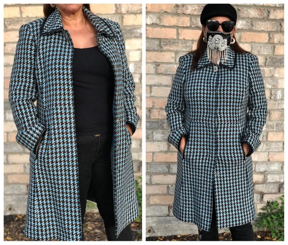 Vintage Women's 90s Coach Blue Black White Houndst