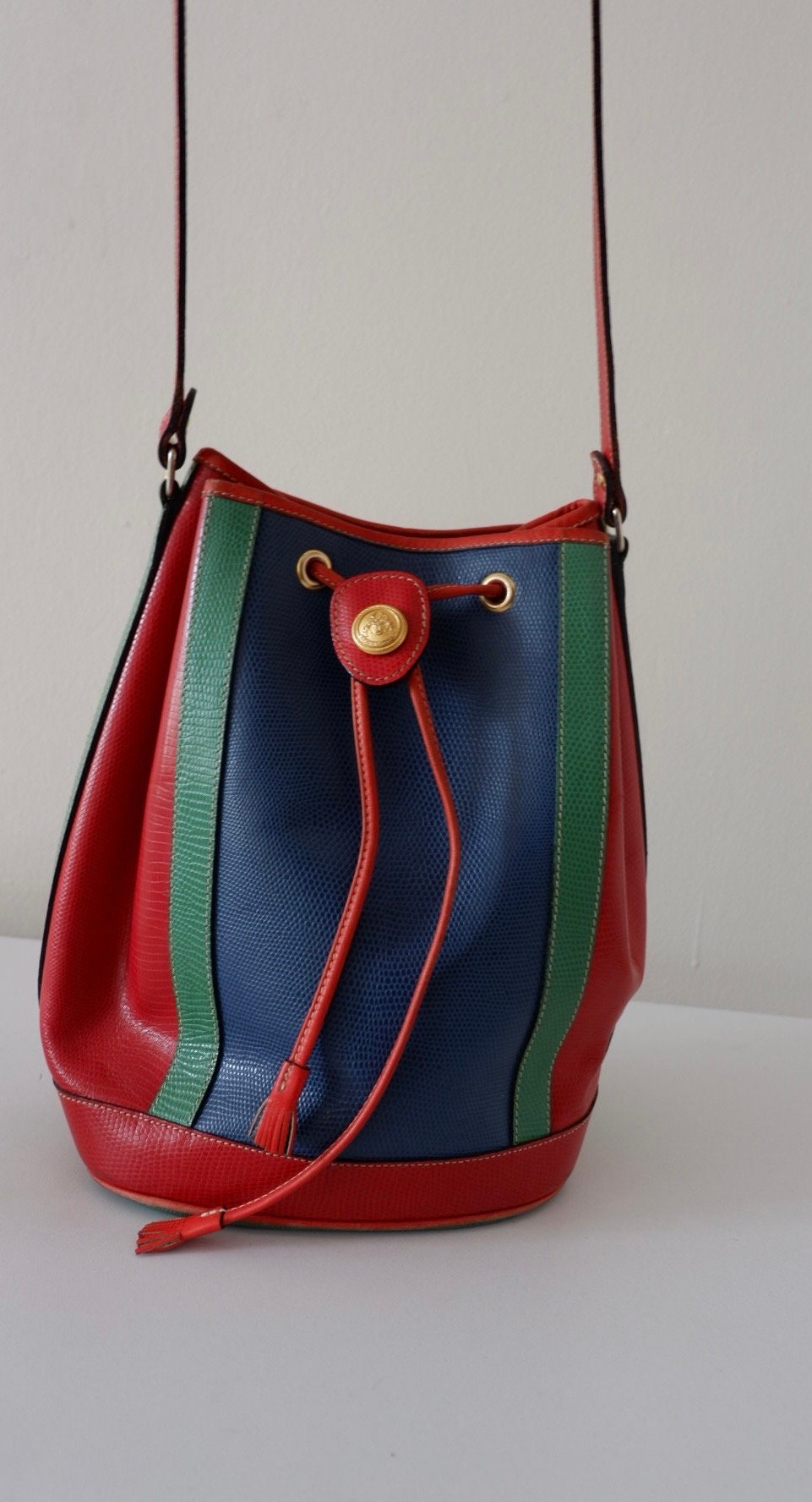Didier Lamarthe France lederen vintage primaire kleur tas Celine handtas zeldzaam rood blauw groen Etsy Nederland