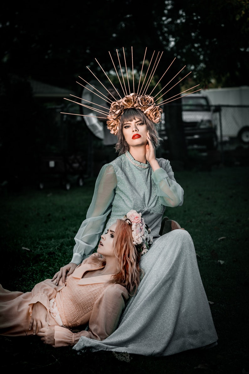 Gold Roses Spiked Flower Crown/ Halo Goddess Renaissance Etsy