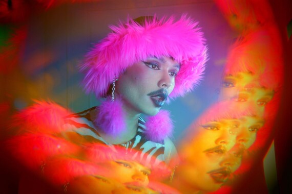 Hot Pink Fur Reversible Silk Wool 