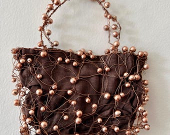 ボヘミアンビーズ銅線財布｜ハンドメイド彫刻ハンドバッグ