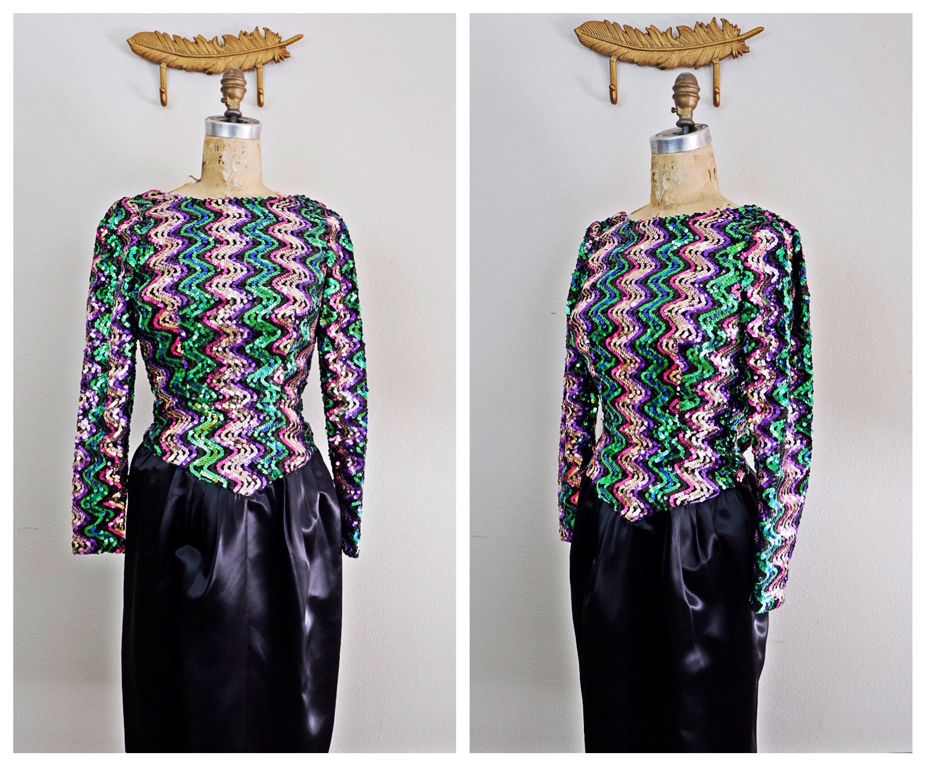 pink and green sequin shirt dress