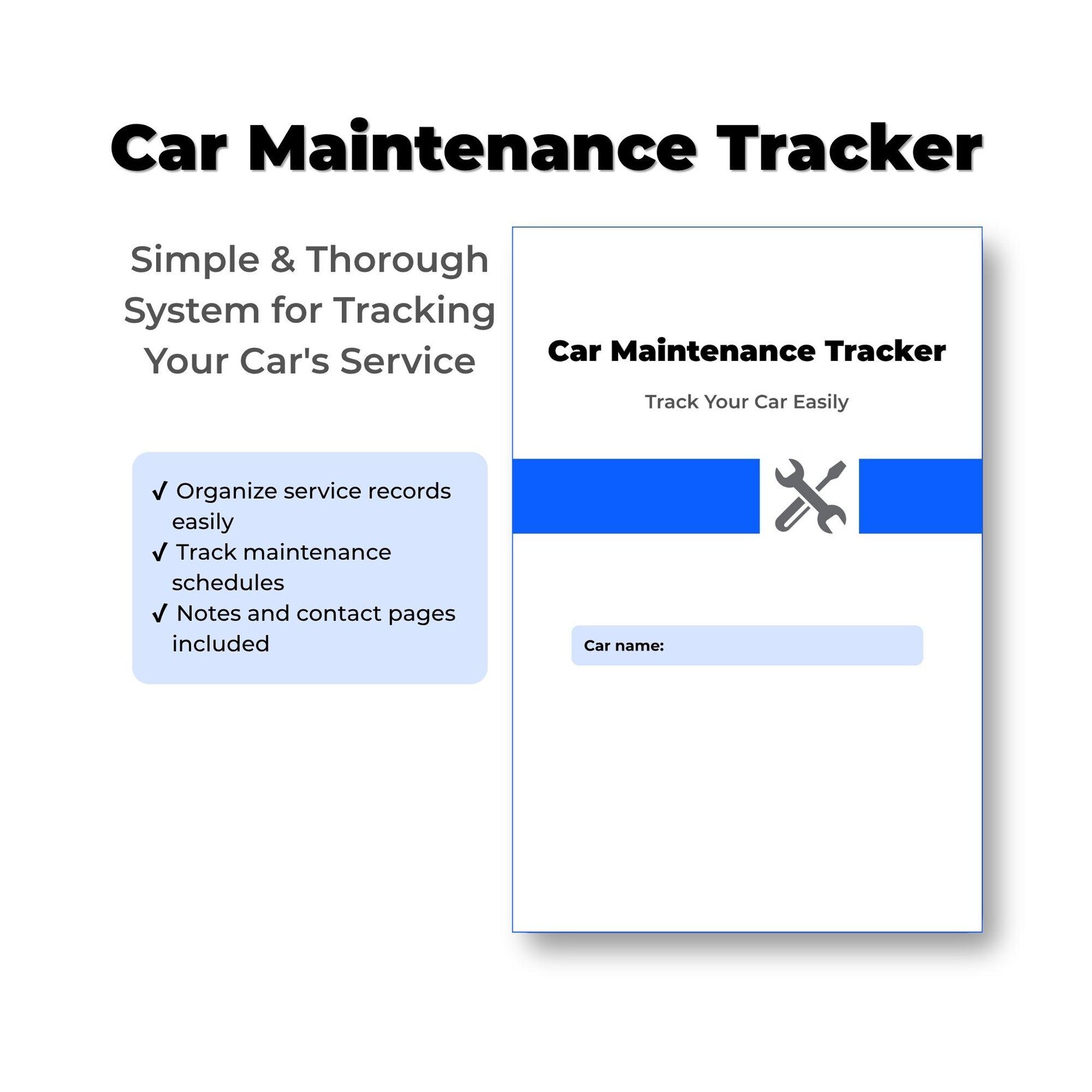 Car Maintenance Tracker – Printable Vehicle Service Logbook for DIY Car ...