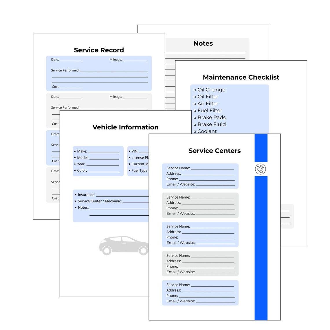 Car Maintenance Tracker – Printable Vehicle Service Logbook for DIY Car ...