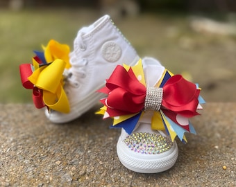 Snow White Inspired Glass Slippers | Red Blue Yellow Princess Shoes with Bow