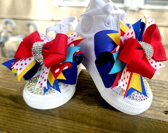 Snow White Inspired Glass Slippers | Red Blue Yellow Princess Shoes with Bow