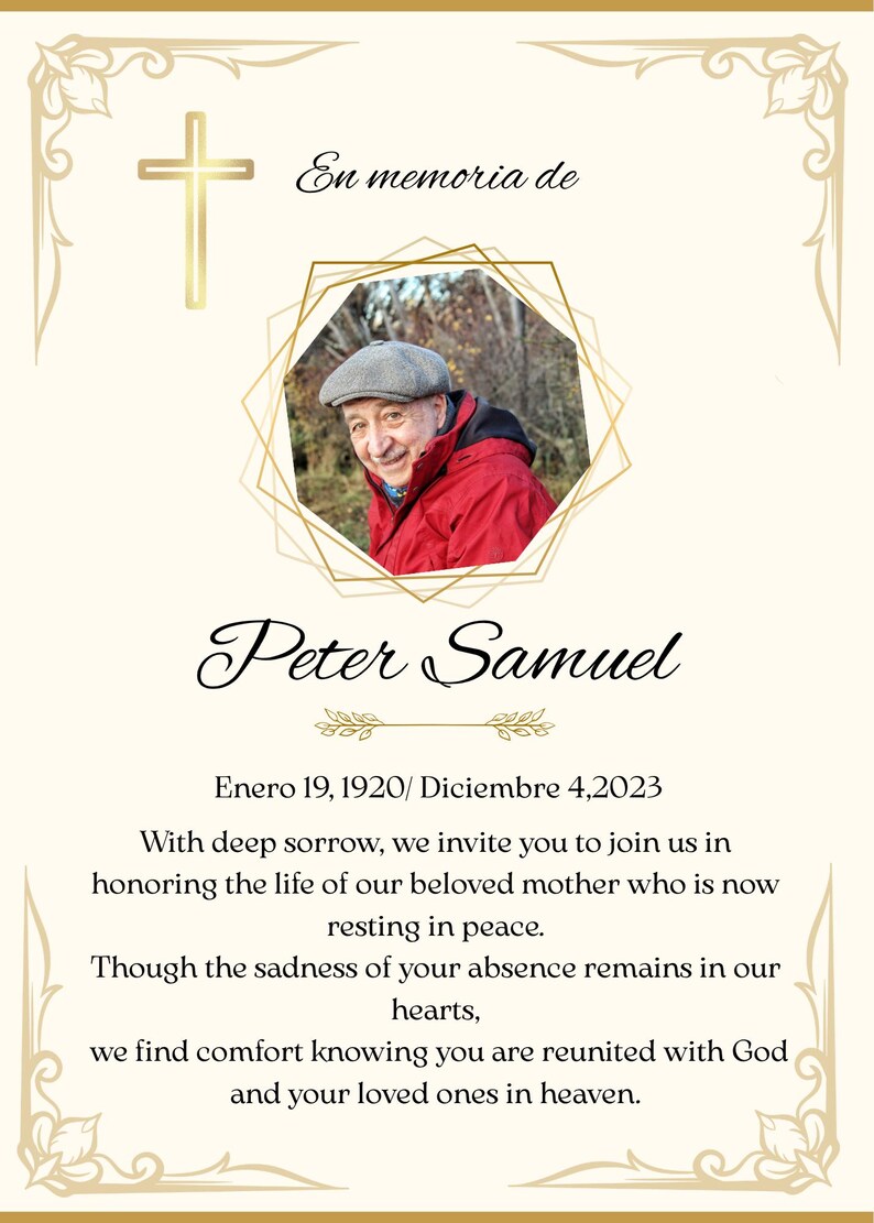 Funeral Invitation Template Canva, Editable Memorial Service Invite ...