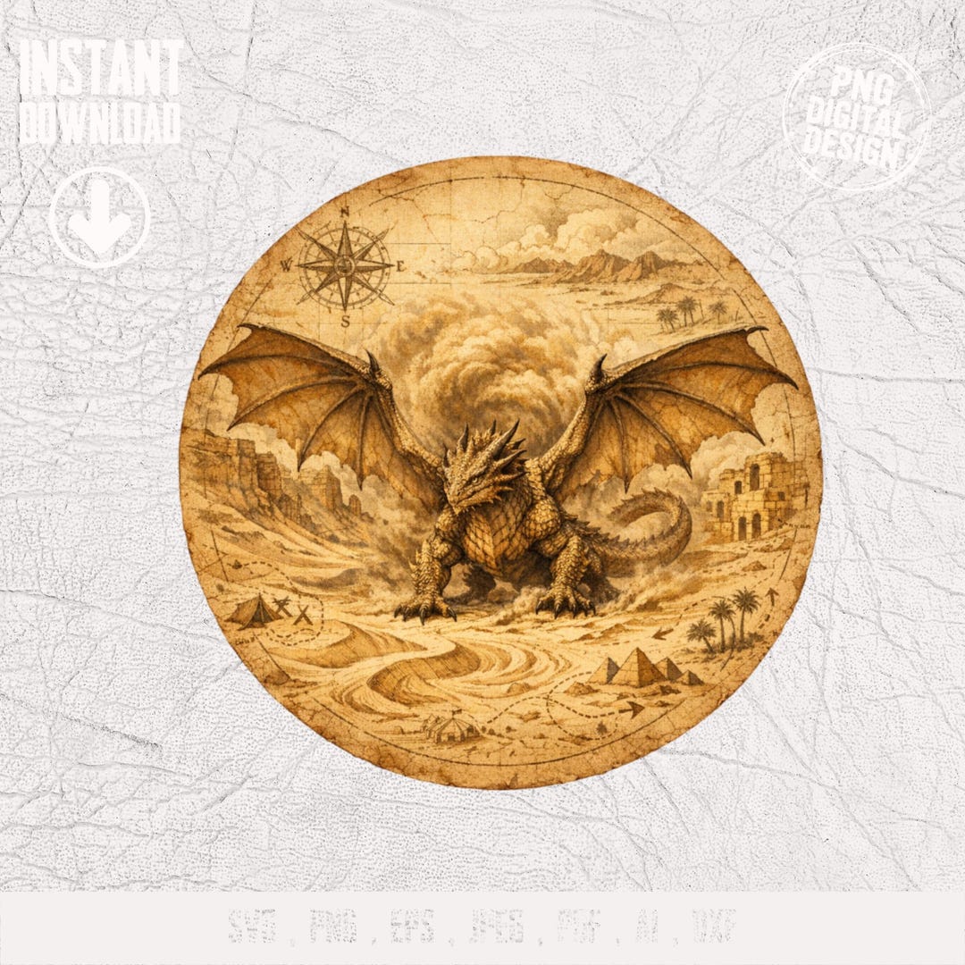 Fantasy Dragon PNG, Desert Map Clipart, Ancient Adventure Map ...